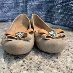 Boaonda Ballet Flats Womens 8 Beige Bow Embellished Comfort